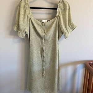 Bohme Light Green Puff Sleeve Mini Dress